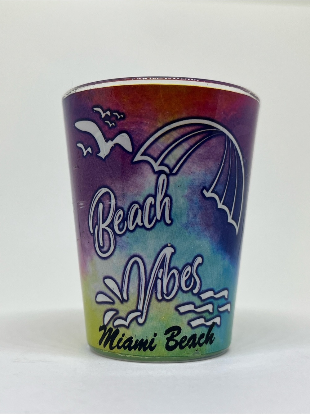 Multicolor 'Beach Vibes' Miami Beach Decorative Shot Glass